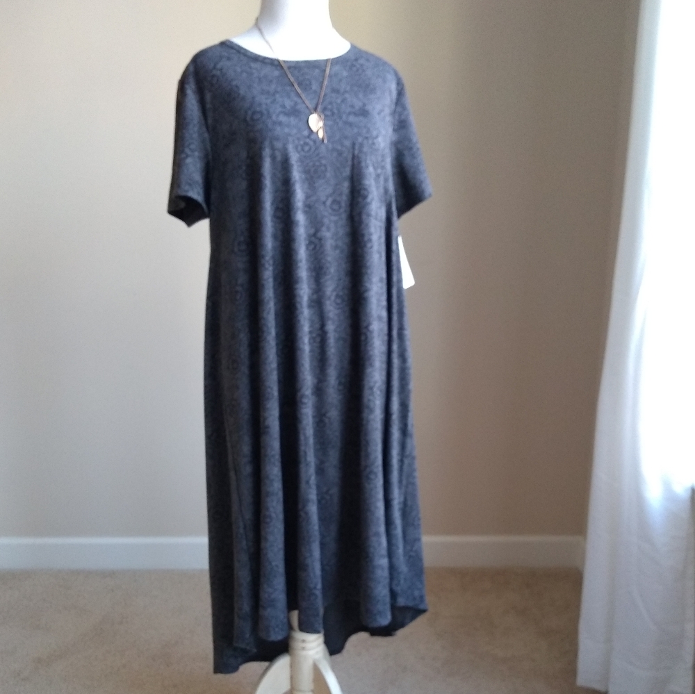 LulaRoe Carly dress-blue on blue floral, Large